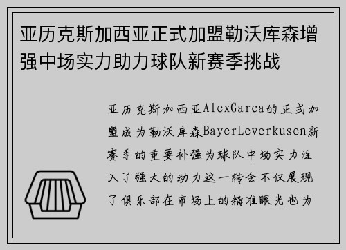 亚历克斯加西亚正式加盟勒沃库森增强中场实力助力球队新赛季挑战
